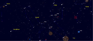 La cartina stellare per individuare l'ammasso aperto M35
