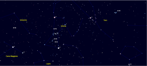 La cartina del cielo invernale per trovare la nebulosa di Orione